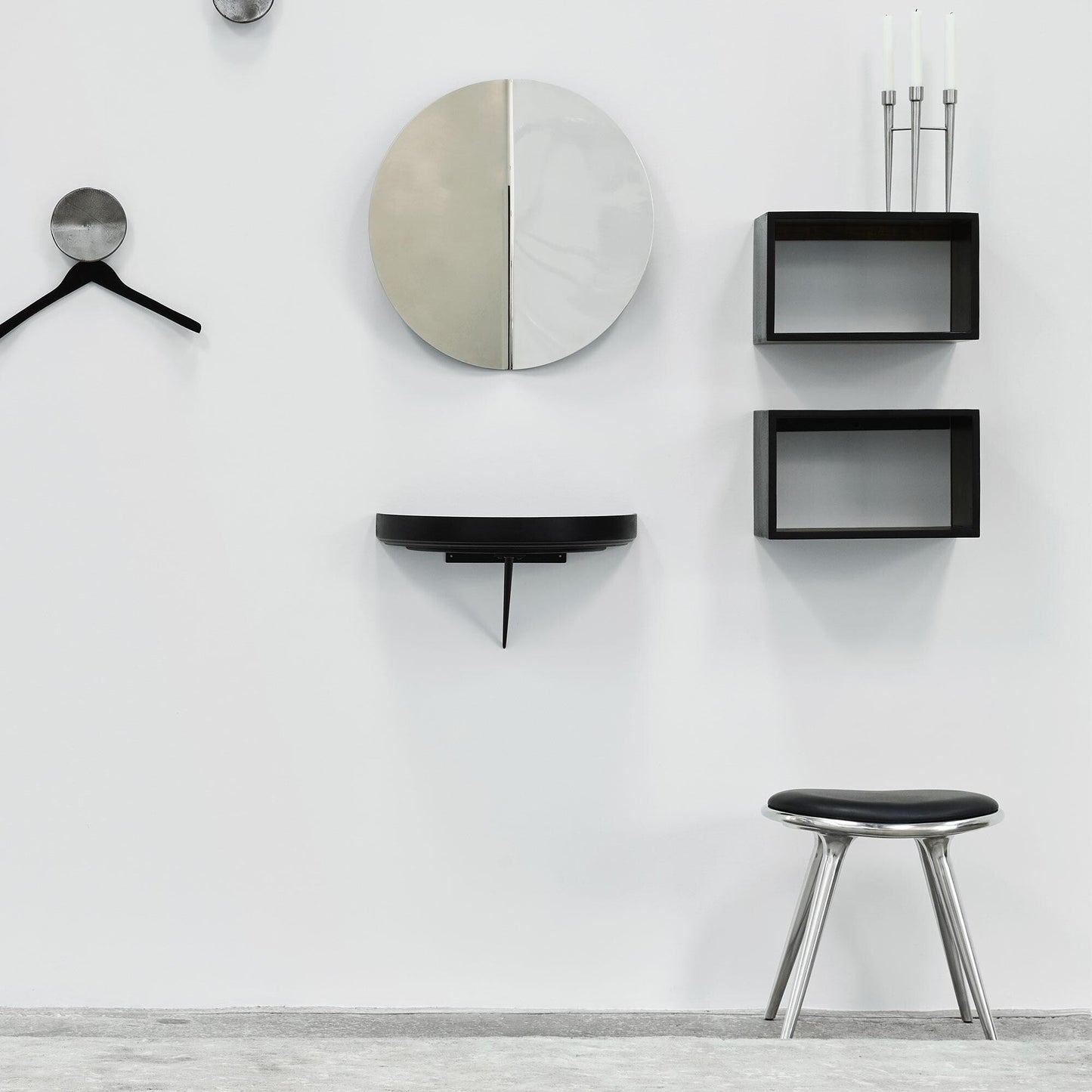 Niedriger Hocker Gestell Aluminium H 47cm Schwarz