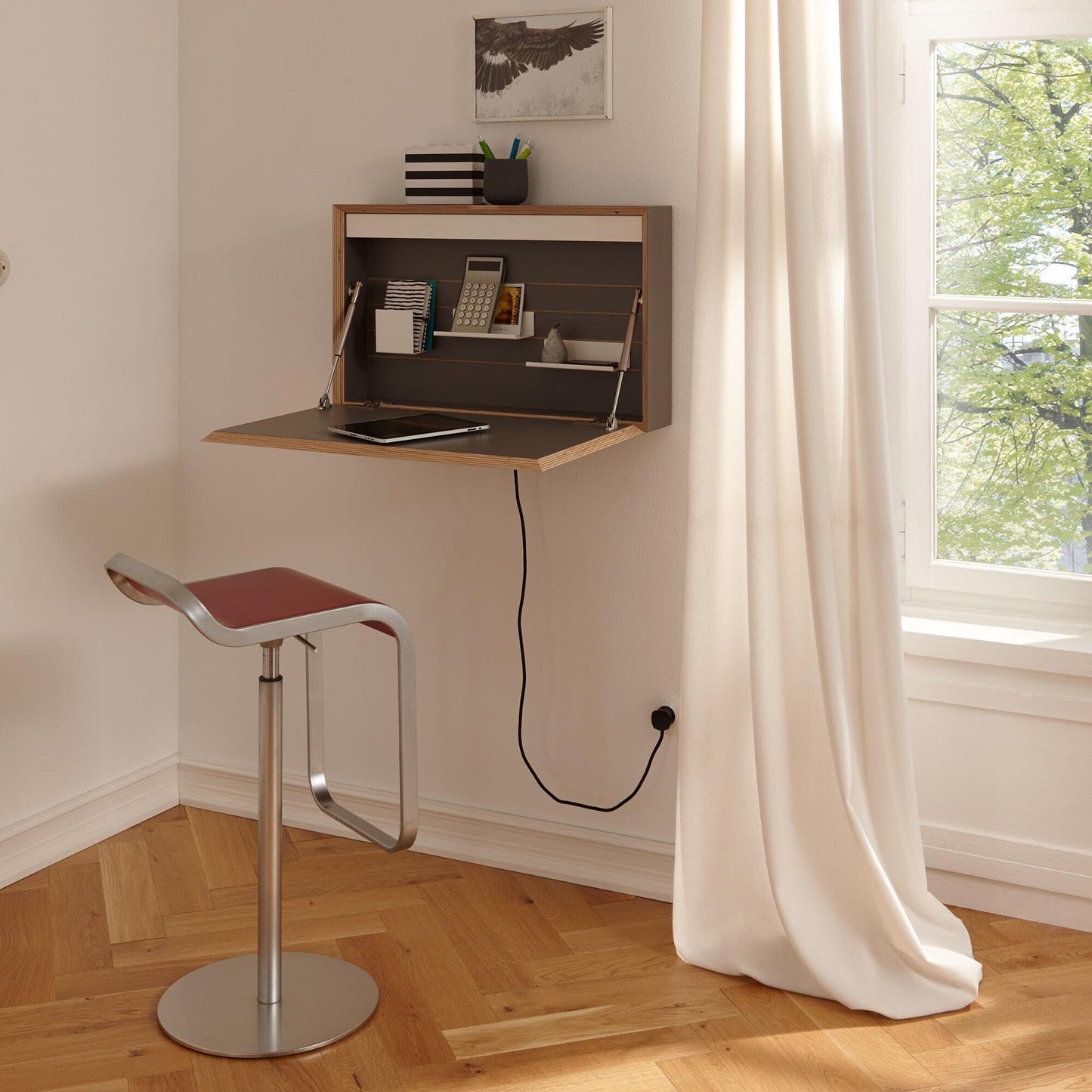 Flatbox LED Wandsekretär mit Soft-Touch Schalter Schwarz