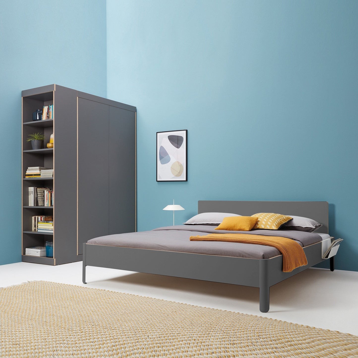 Nait Doppelbett mit Kopfteil 140x200cm Anthrazit