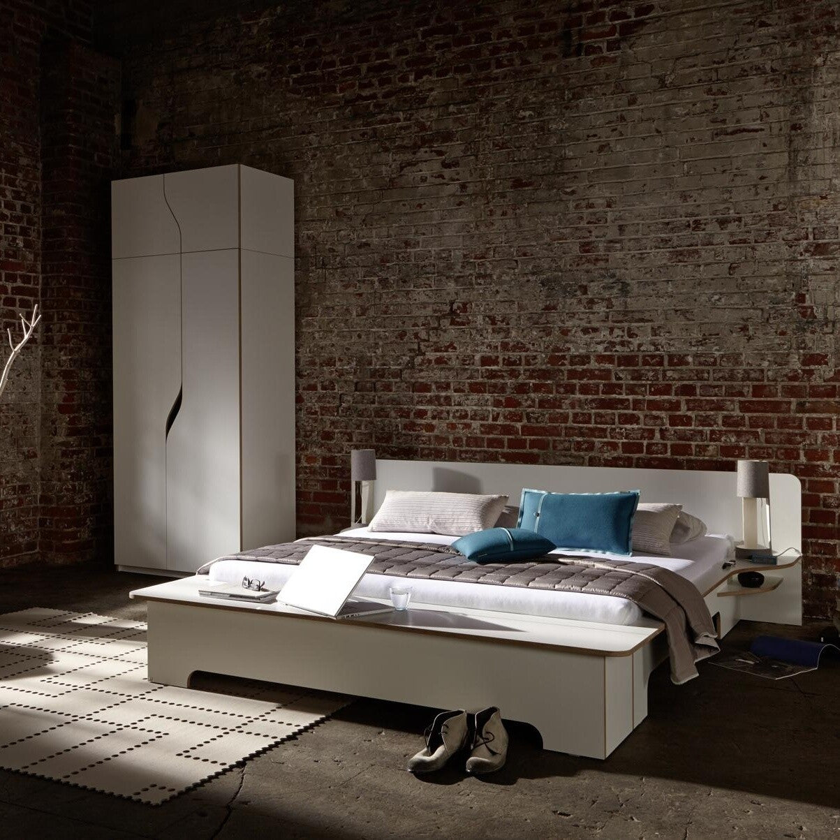 Plane Doppelbett 180x200cm Weiß