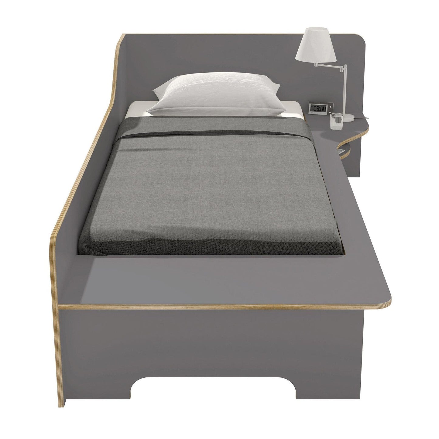 Plane Einzelbett rechte Ausführung 90x200cm Anthrazit