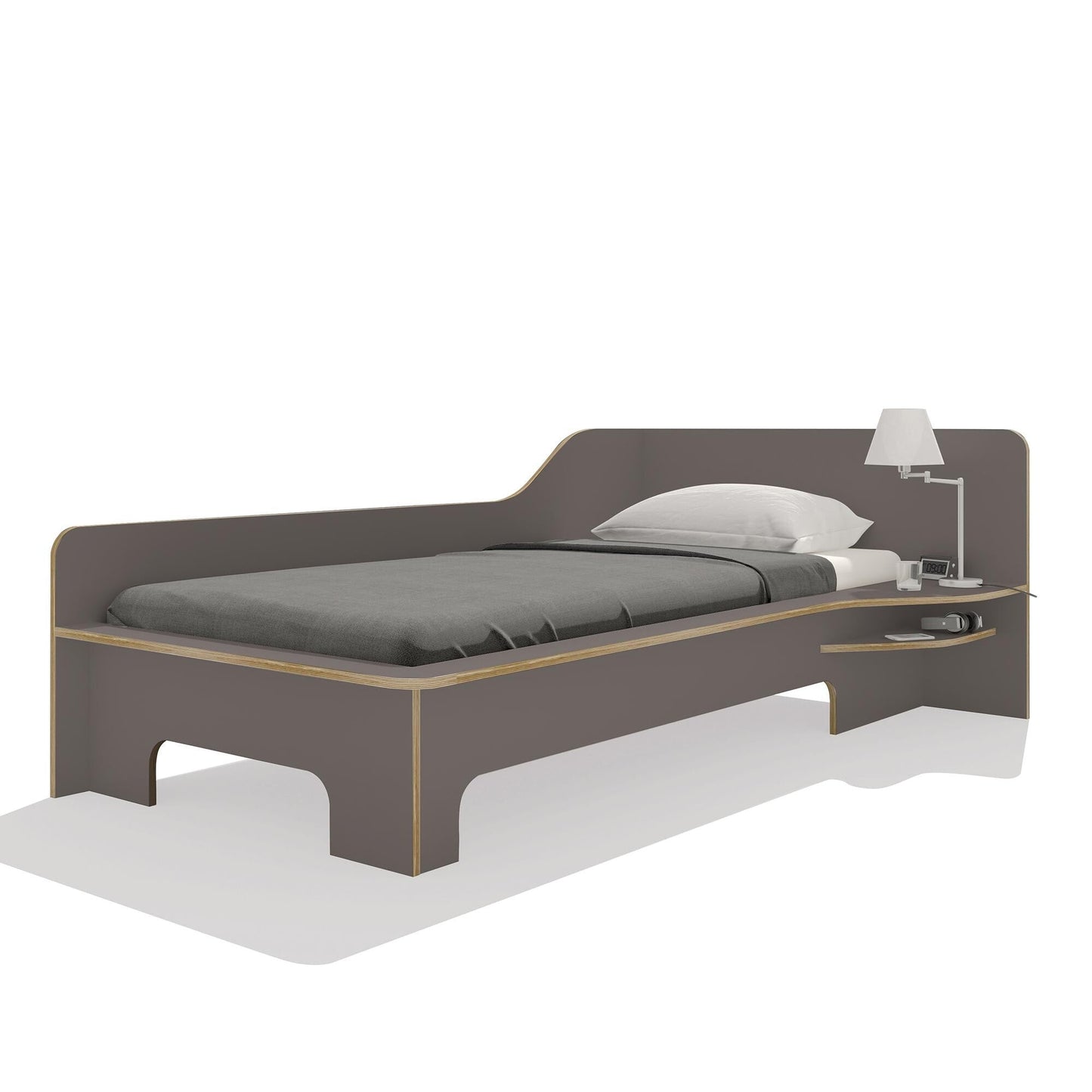 Plane Einzelbett linke Ausführung 90x200cm Anthrazit