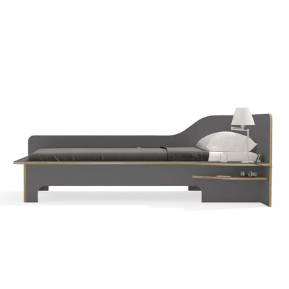 Plane Einzelbett linke Ausführung 90x200cm Anthrazit