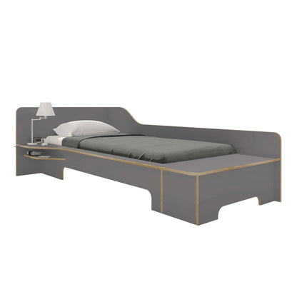 Plane Einzelbett mit Bettkasten links 90x200cm Natur