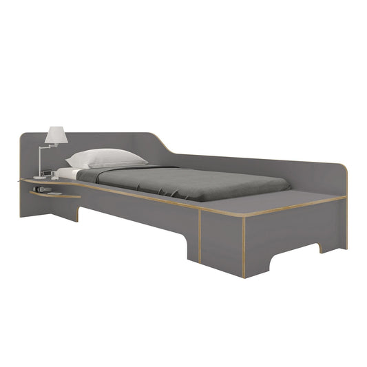 Plane Einzelbett mit Bettkasten links 90x200cm Natur