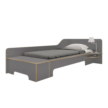 Plane Einzelbett mit Bettkasten rechts 90x200cm Anthrazit