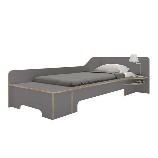 Plane Einzelbett mit Bettkasten rechts 90x200cm Anthrazit