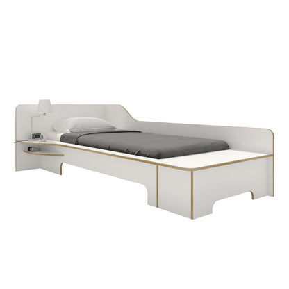 Plane Einzelbett mit Bettkasten links 90x200cm Natur