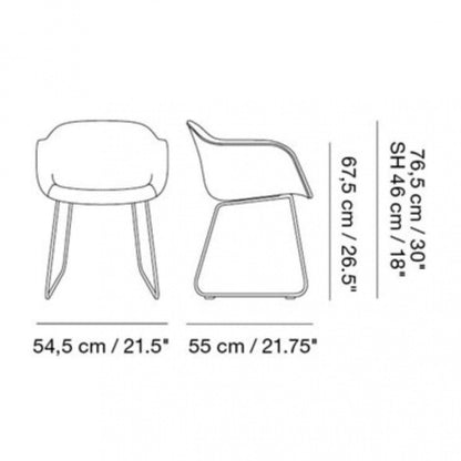 Fiber Chair Armlehnstuhl mit Kufengestell Schwarz