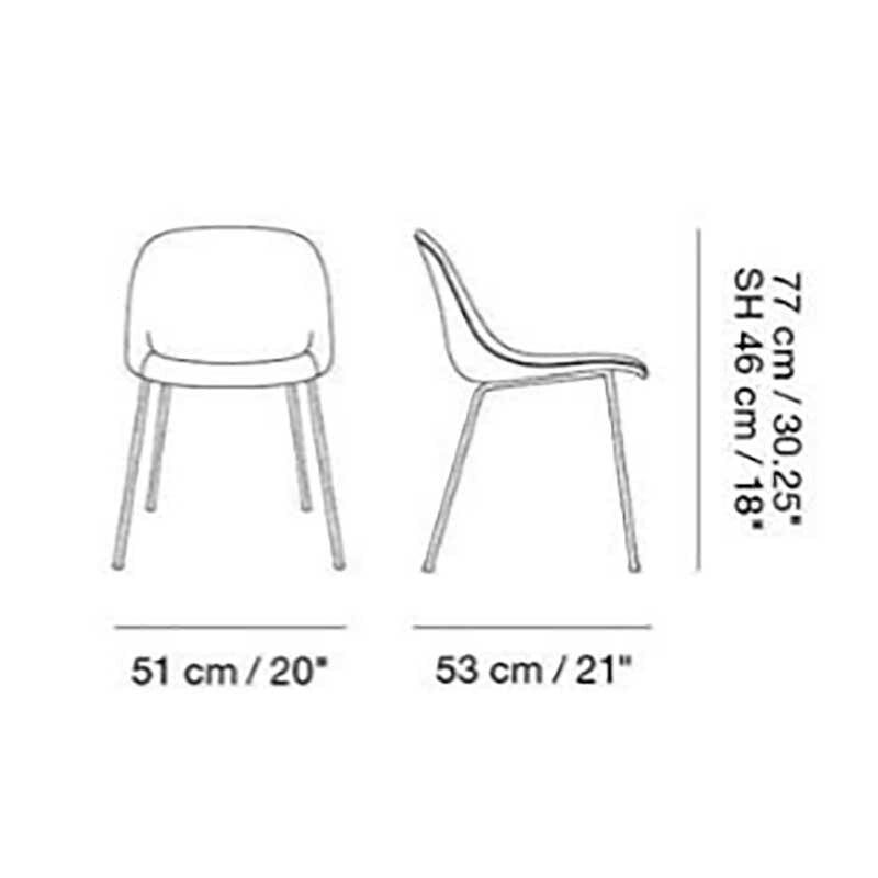 Fiber Chair Stuhl gepolstert mit Rohrgestell Schwarz