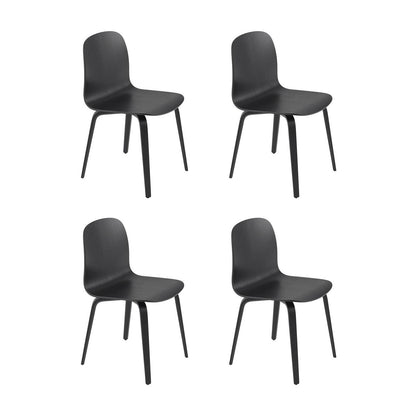 Visu Stuhl mit Holzgestell 4er Set Schwarz