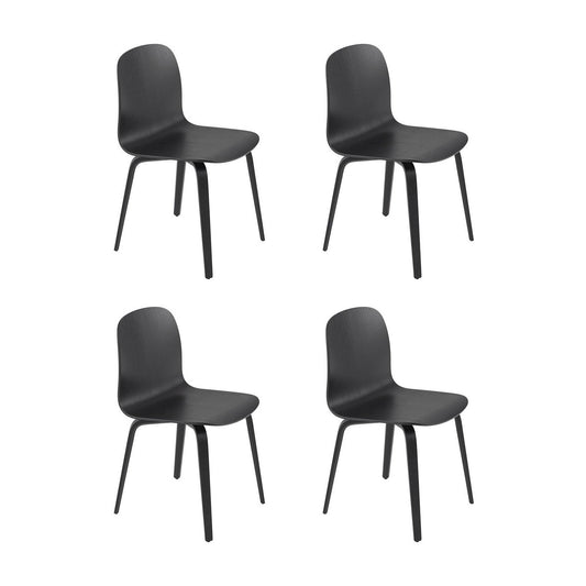 Visu Stuhl mit Holzgestell 4er Set Schwarz
