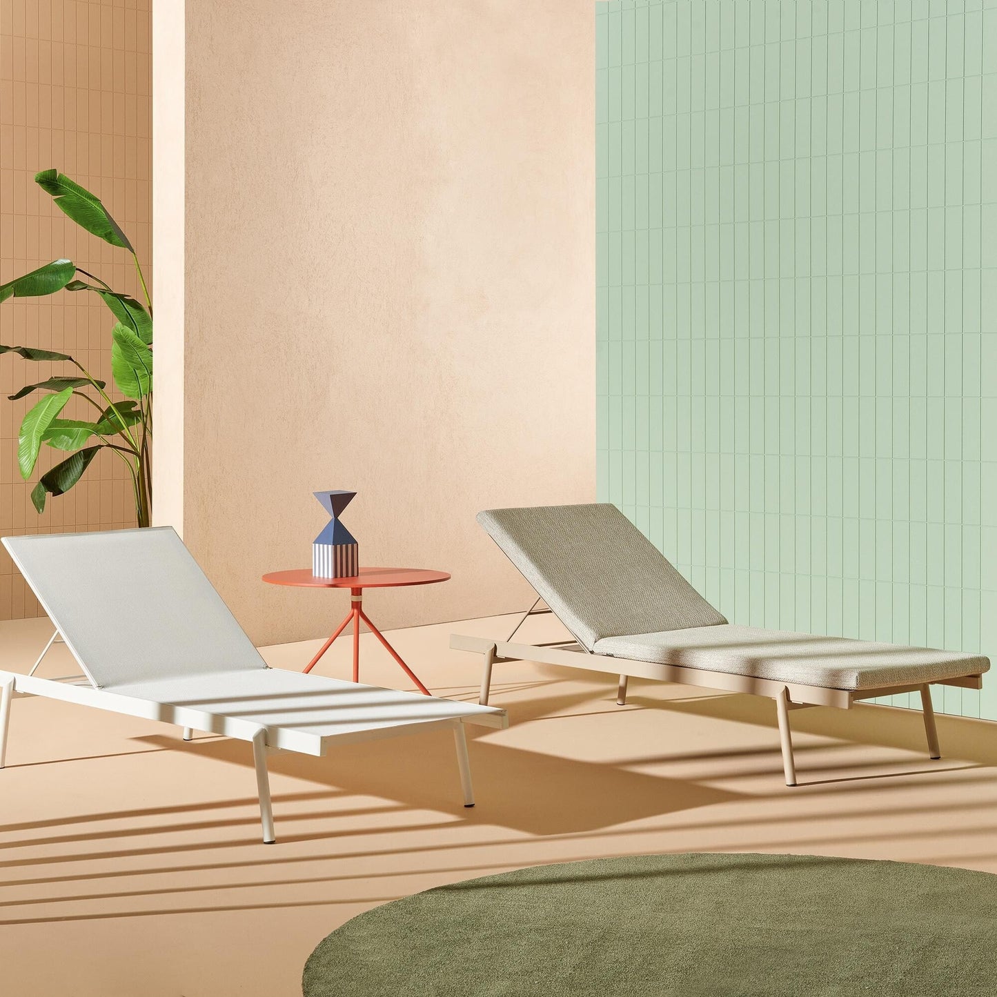 Rail Sonnenliege mit Auflage Natur