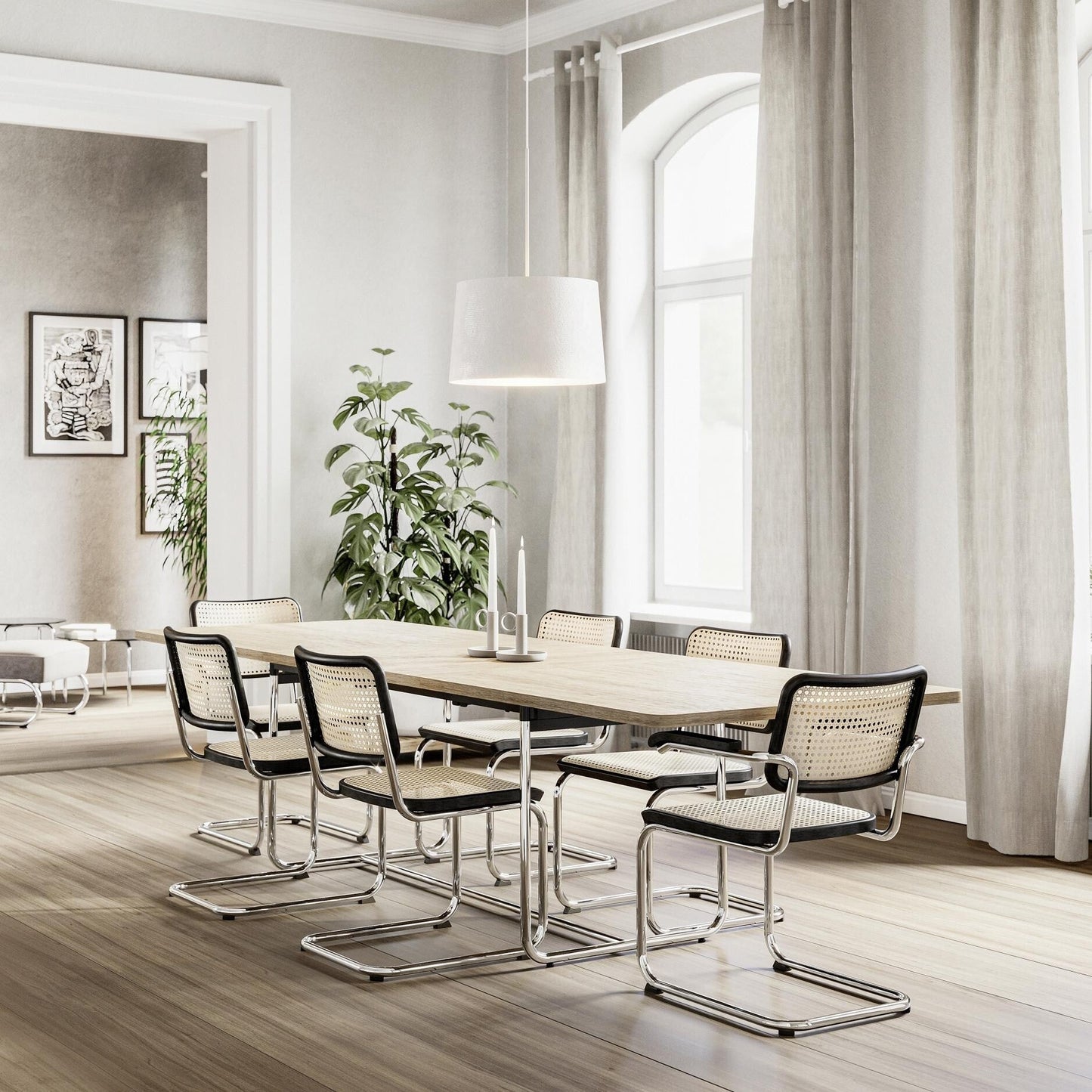 S 32 V Freischwinger Stuhl mit Rohrgeflecht Natur