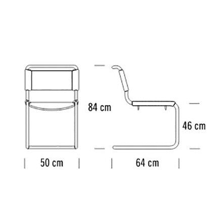 S 33 Freischwinger Stuhl Kernleder Schwarz