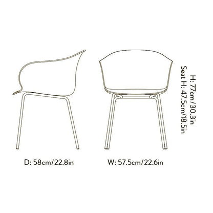 Elefy JH28 Armlehnstuhl Gestell Messing Weiß