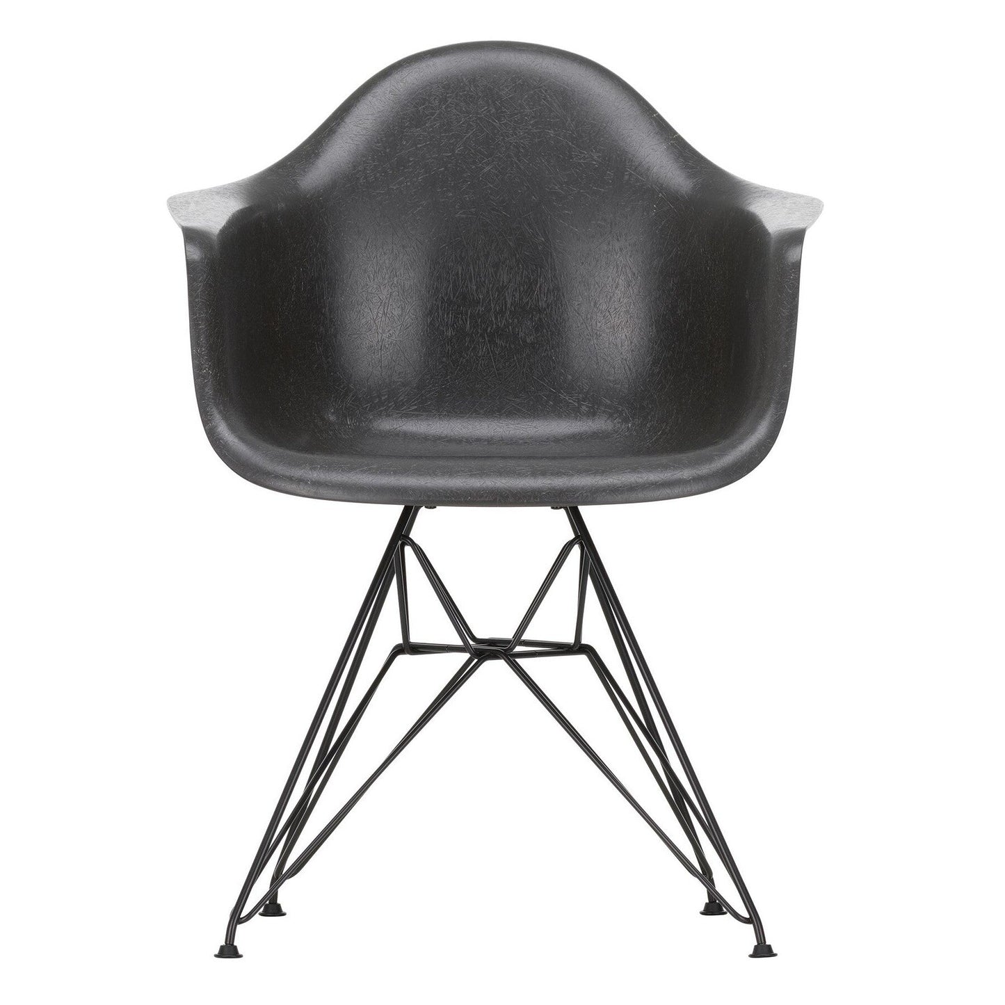Eames Fiberglass Armchair DAR Gestell schwarz Schwarz