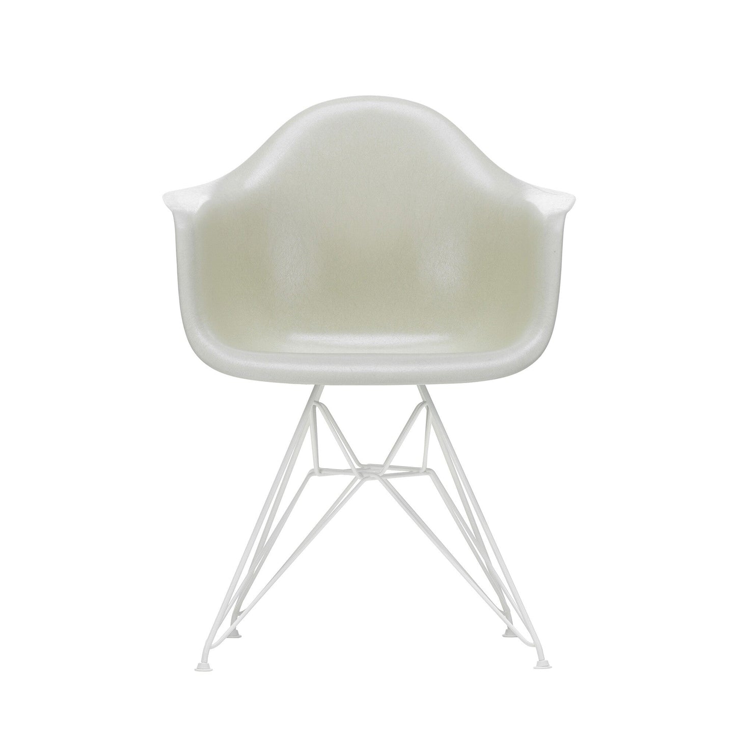 Eames Fiberglass Armchair DAR Gestell weiß Weiß