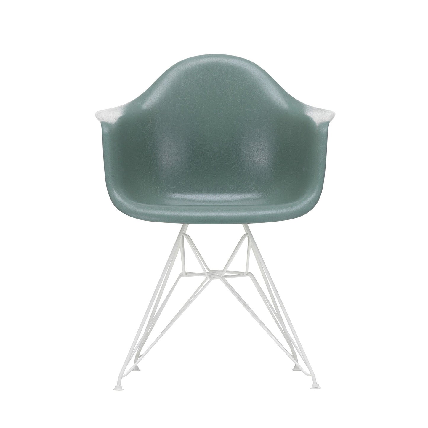 Eames Fiberglass Armchair DAR Gestell weiß Weiß