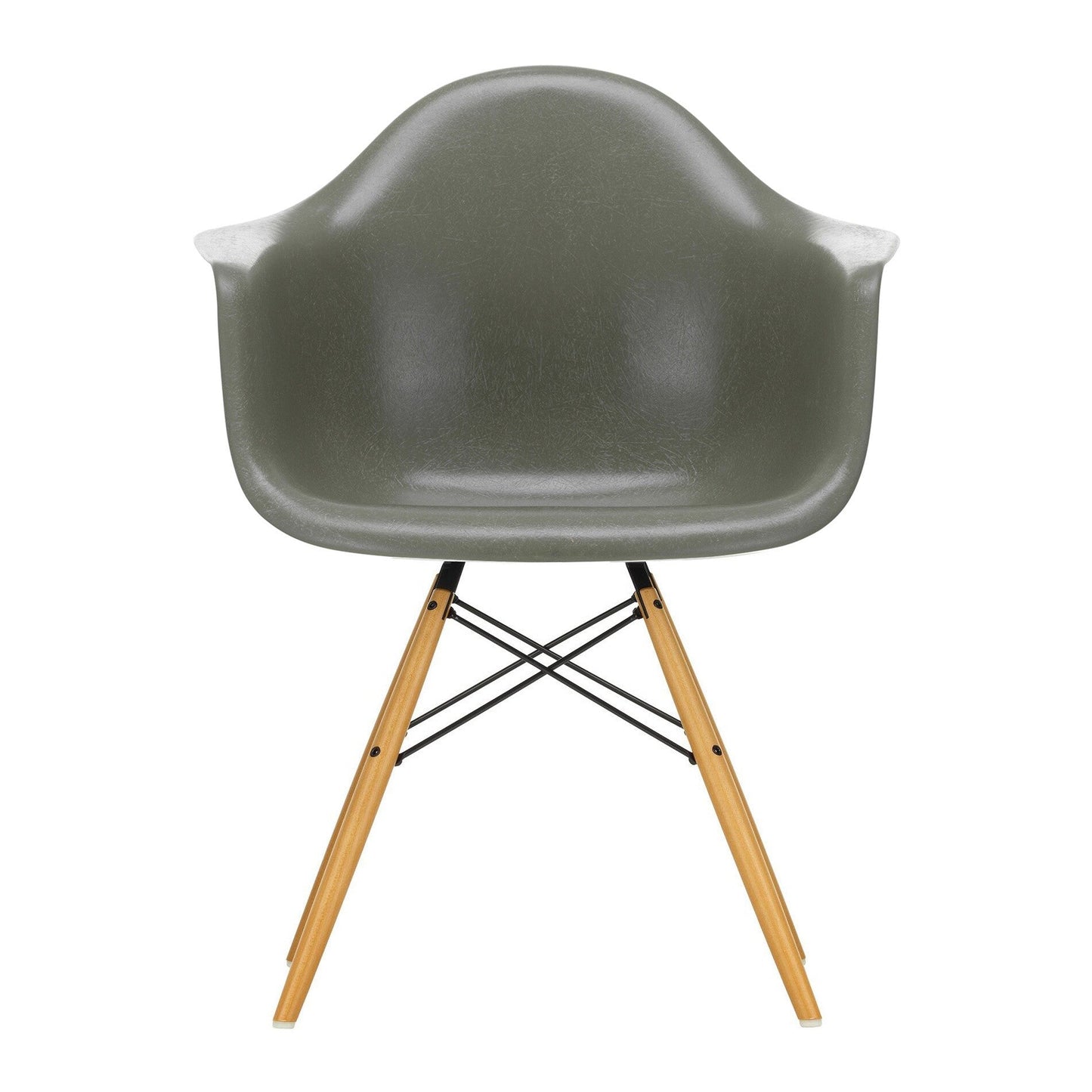 Eames Fiberglass Armchair DAW Ahorn gelblich Schwarz