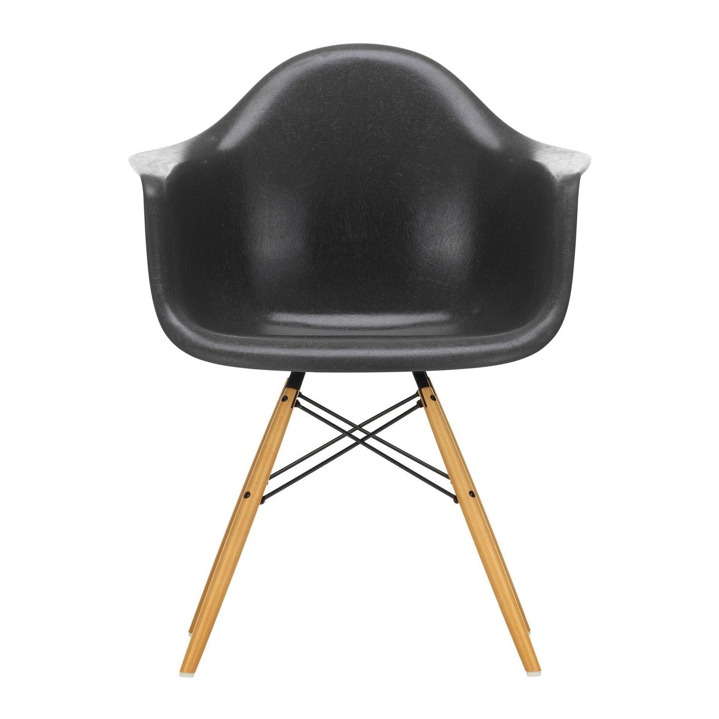 Eames Fiberglass Armchair DAW Ahorn gelblich Schwarz