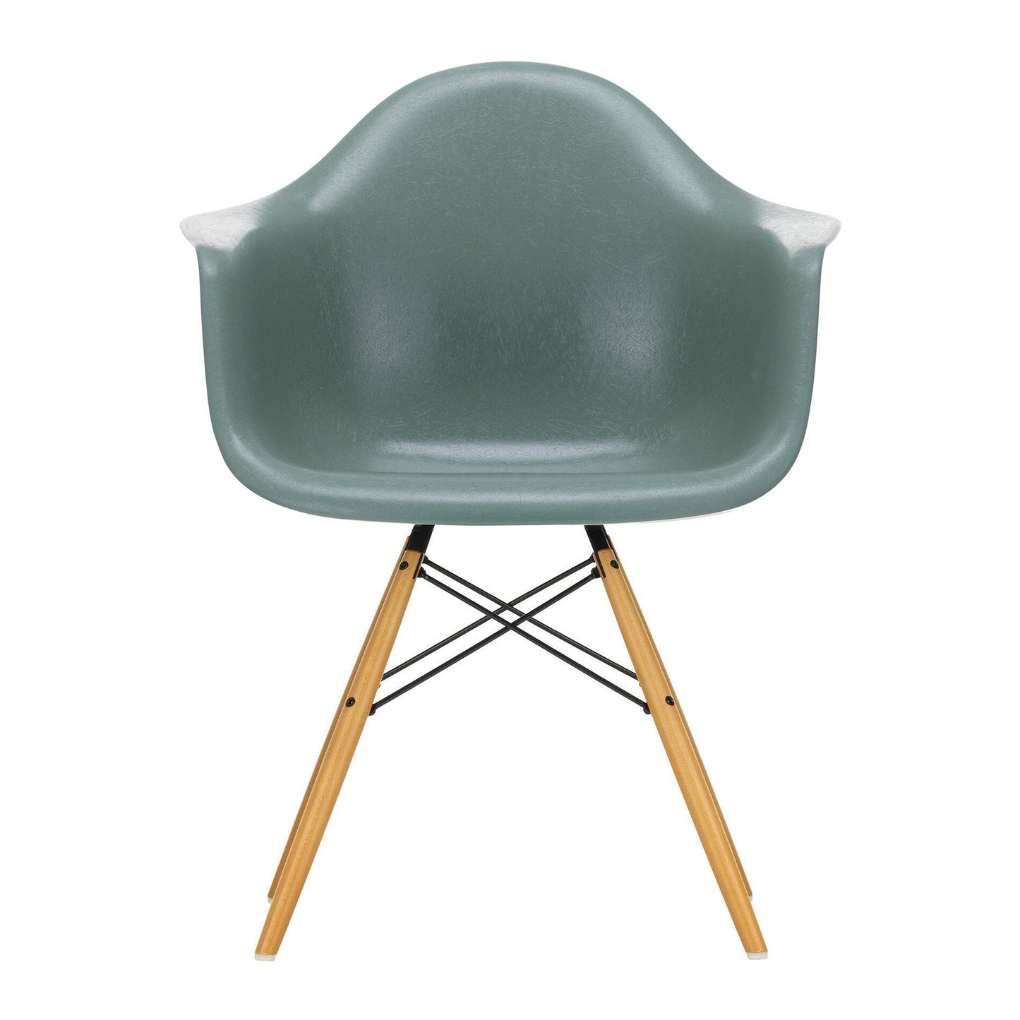 Eames Fiberglass Armchair DAW Ahorn gelblich Schwarz