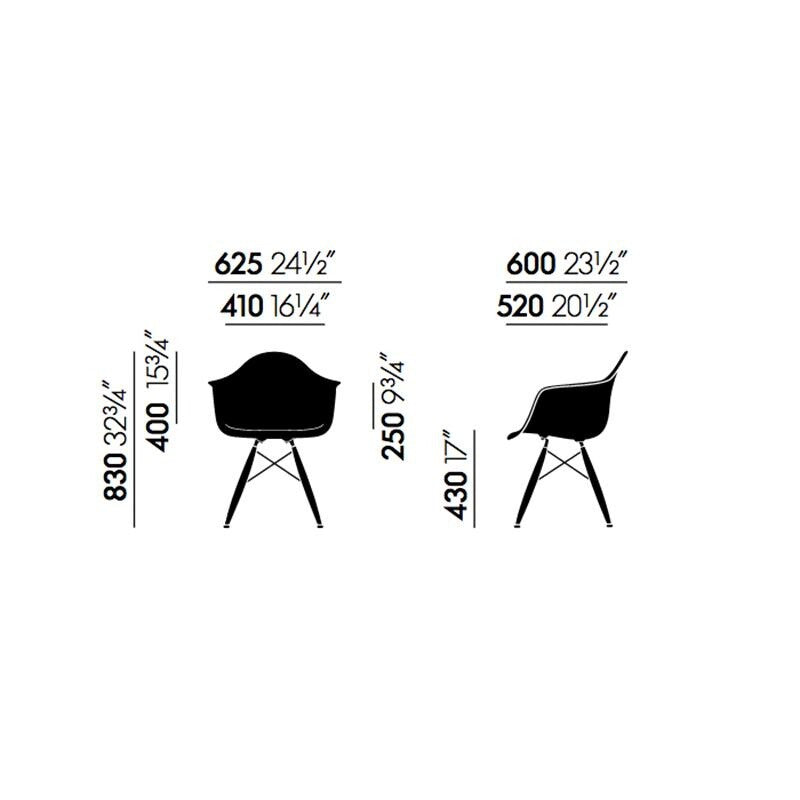 Eames Fiberglass Armchair DAW Ahorn gelblich Schwarz
