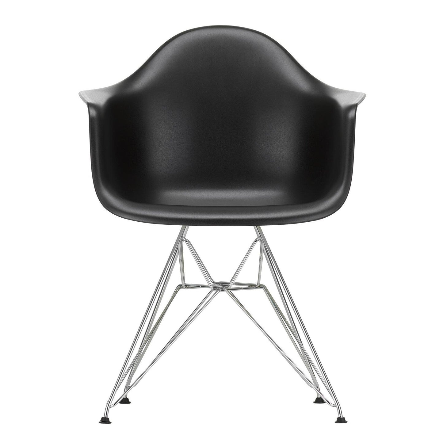 Eames Plastic Armchair DAR RE Gestell verchromt Schwarz