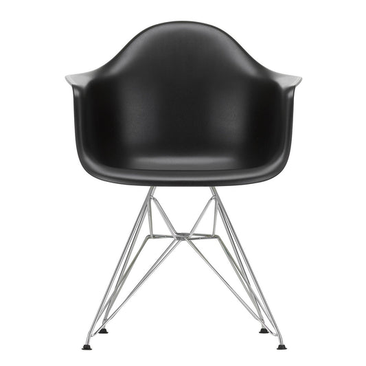Eames Plastic Armchair DAR RE Gestell verchromt Schwarz