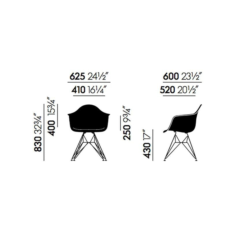 Eames Plastic Armchair DAR RE Gestell verchromt Schwarz