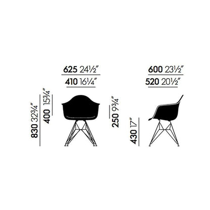 Eames Plastic Armchair DAR RE Gestell verchromt Schwarz