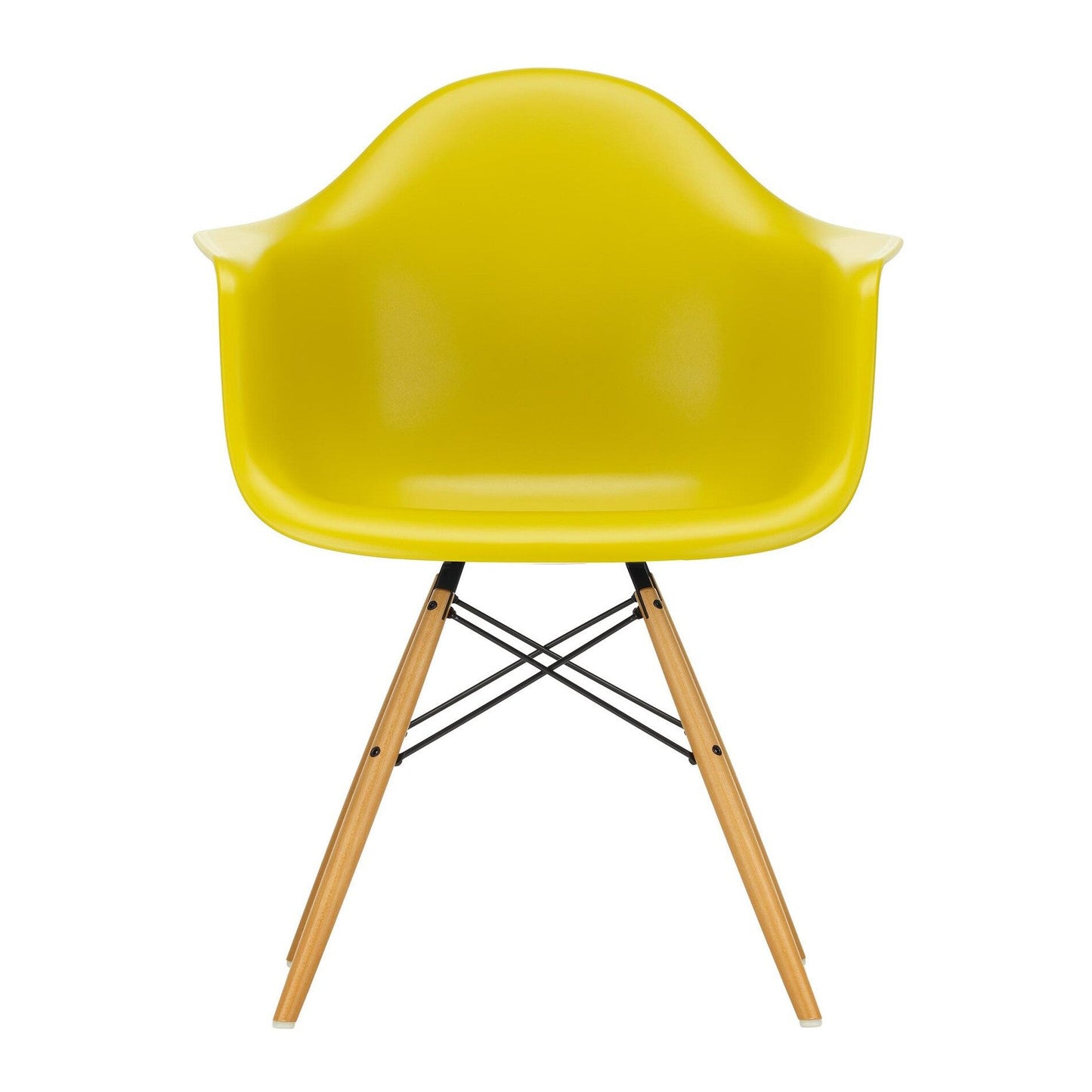 Eames Plastic Armchair DAW RE Ahorn gelblich Schwarz
