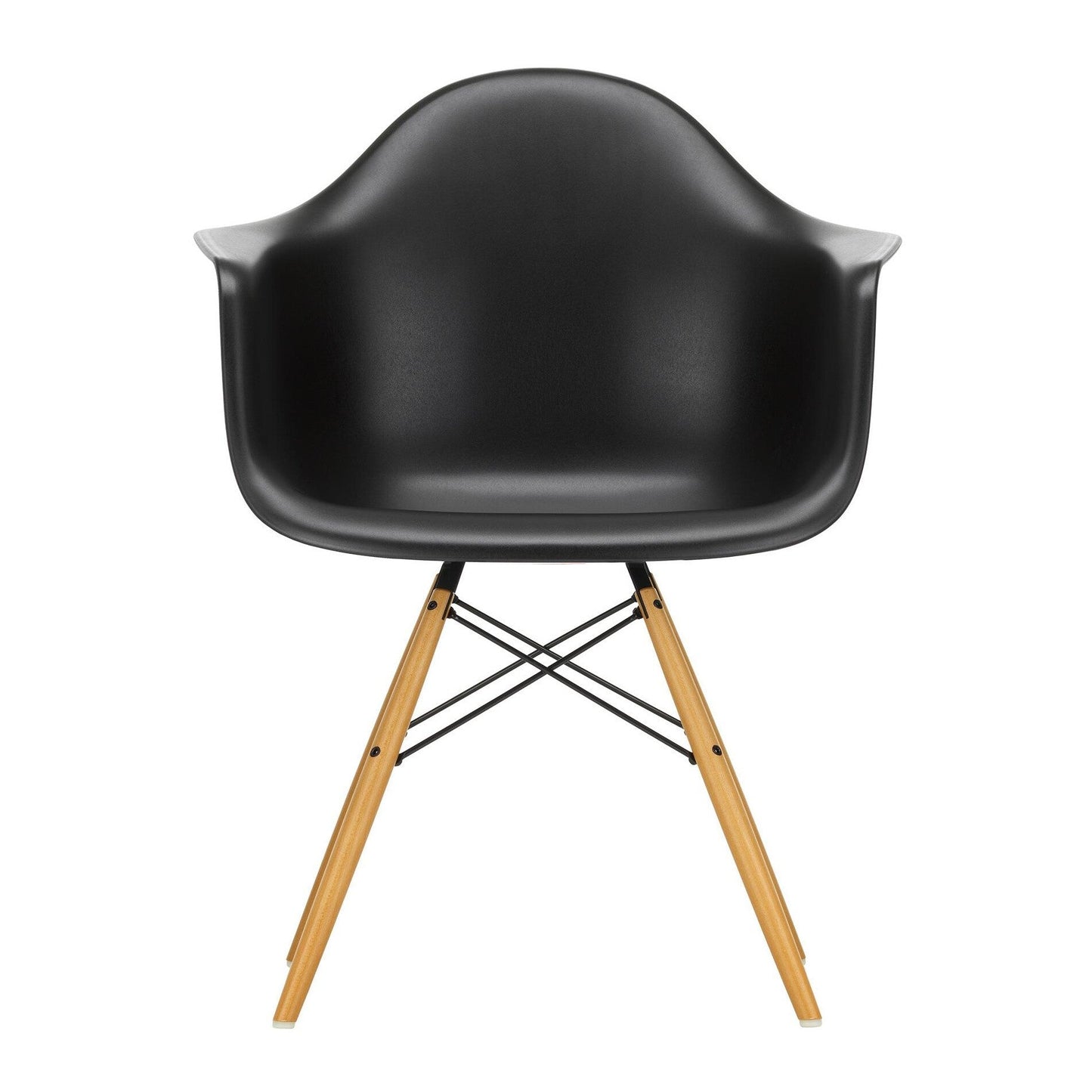 Eames Plastic Armchair DAW RE Ahorn gelblich Schwarz