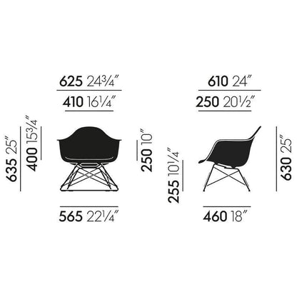 Eames Plastic Armchair LAR RE Gestell weiß Schwarz