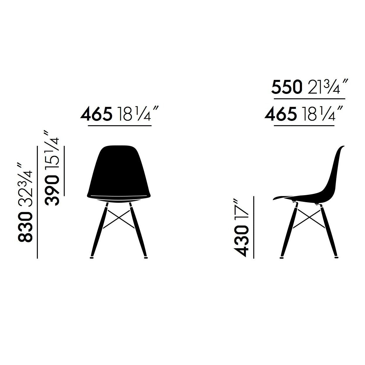 Eames Plastic Side Chair DSW RE Ahorn dunkel Schwarz