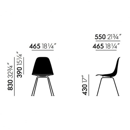 Eames Plastic Side Chair DSX RE Gestell weiß Schwarz
