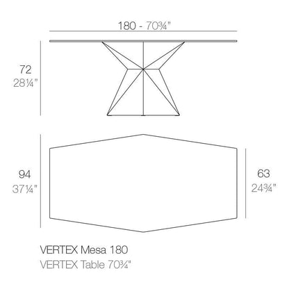 Vertex Gartentisch 94x180cm Weiß