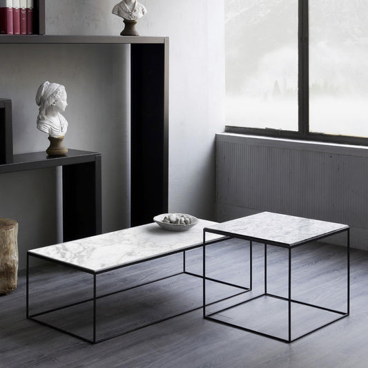 Slim Marble Beistelltisch 54x54x48cm Schwarz