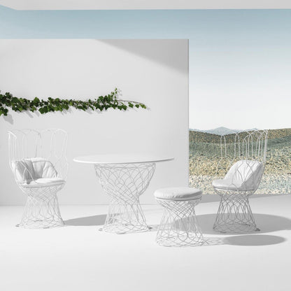 Re-Trouvé Garten-Beistelltisch / Hocker Weiß