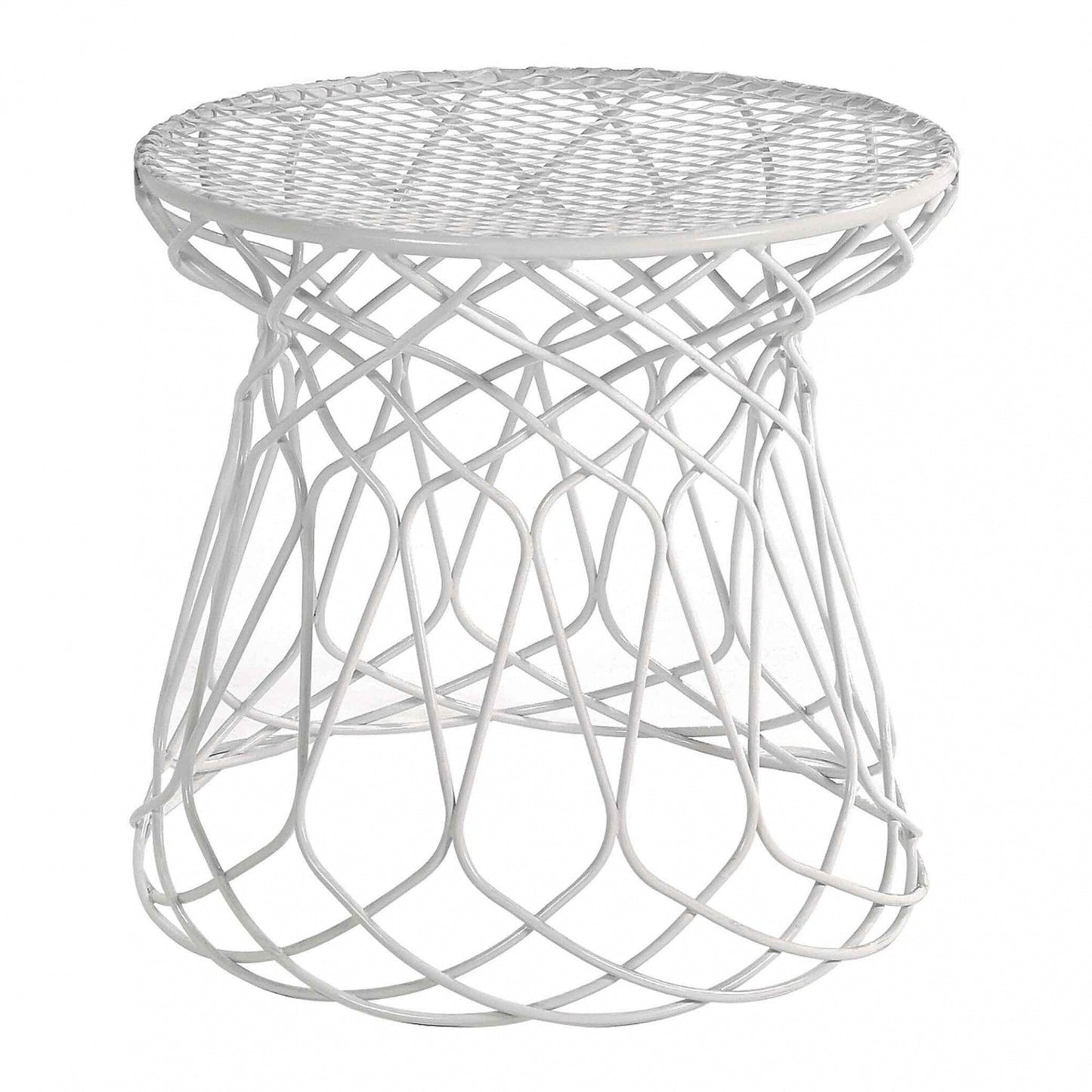 Re-Trouvé Garten-Beistelltisch / Hocker Weiß