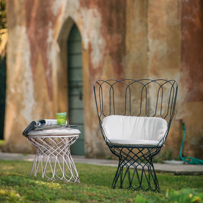 Re-Trouvé Garten-Beistelltisch / Hocker Schwarz