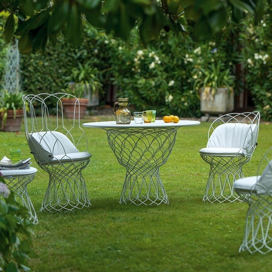 Re-Trouvé Gartentisch Ø105cm Weiß