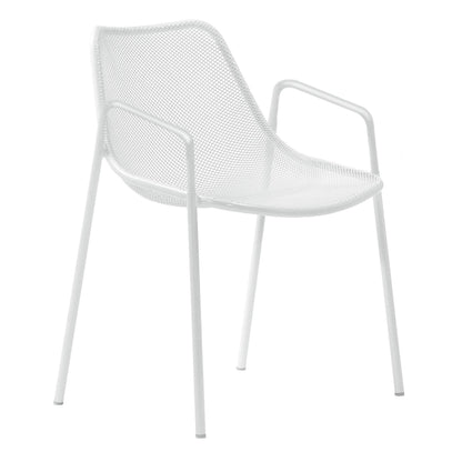 Round Gartenarmlehnstuhl Weiß