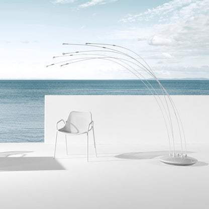 Round Gartenarmlehnstuhl Weiß