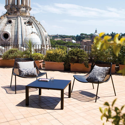 Round Lounge-Gartensessel Schwarz