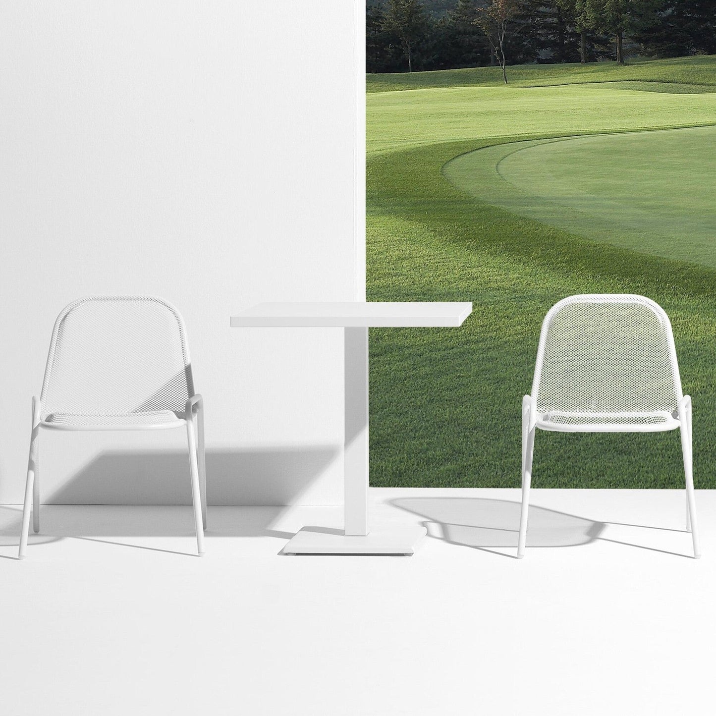 Round Gartentisch 70x70x75cm Schwarz