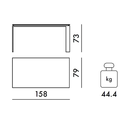 Four Tisch 158x79x73cm Weiß