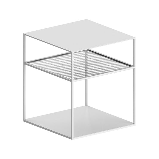 Slim Irony Triplet Beistelltisch 40x40cm mit Metallgitter Weiß