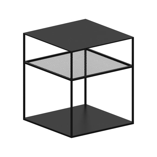Slim Irony Triplet Beistelltisch 40x40cm mit Metallgitter Schwarz