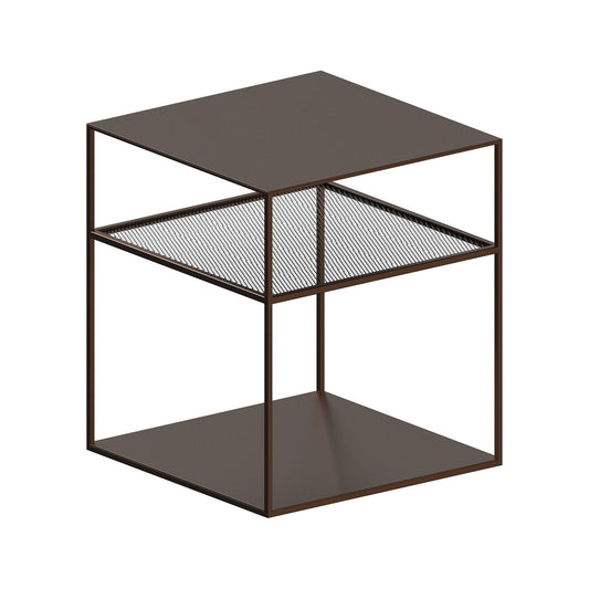 Slim Irony Triplet Beistelltisch 40x40cm mit Metallgitter Weiß